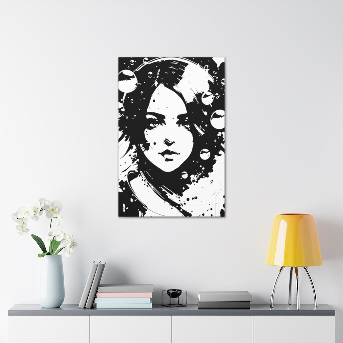 Bubble Girl Framed Wrapped Canvas Wall Art
